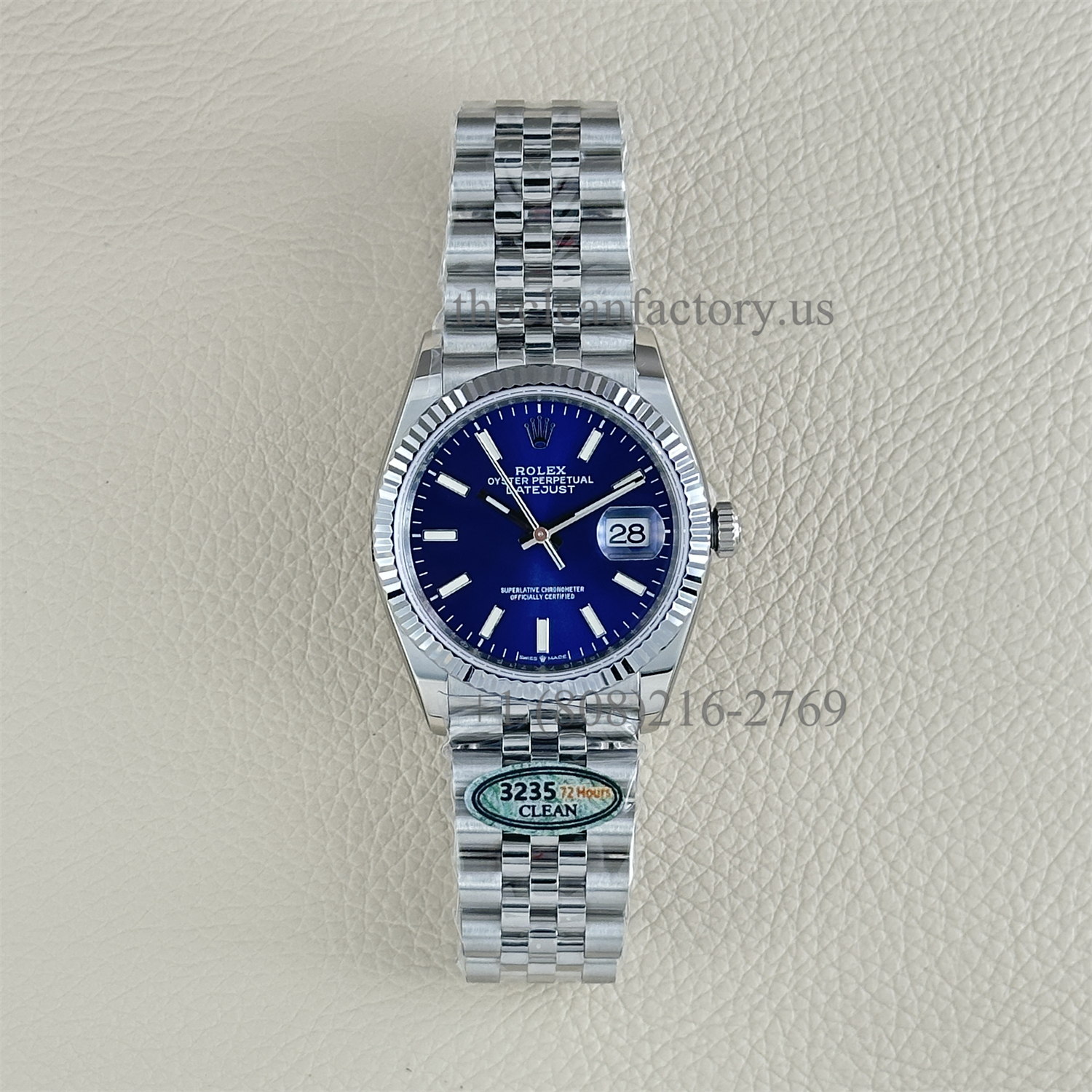 The Best Replica Rolex DateJust 36mm 904L Oystersteel 126234-0017 Super Clone 3235 Movement White Gold Wrap Fluted Bezel Blue Dial Jubilee five-piece links Waterproof Clean factory Made