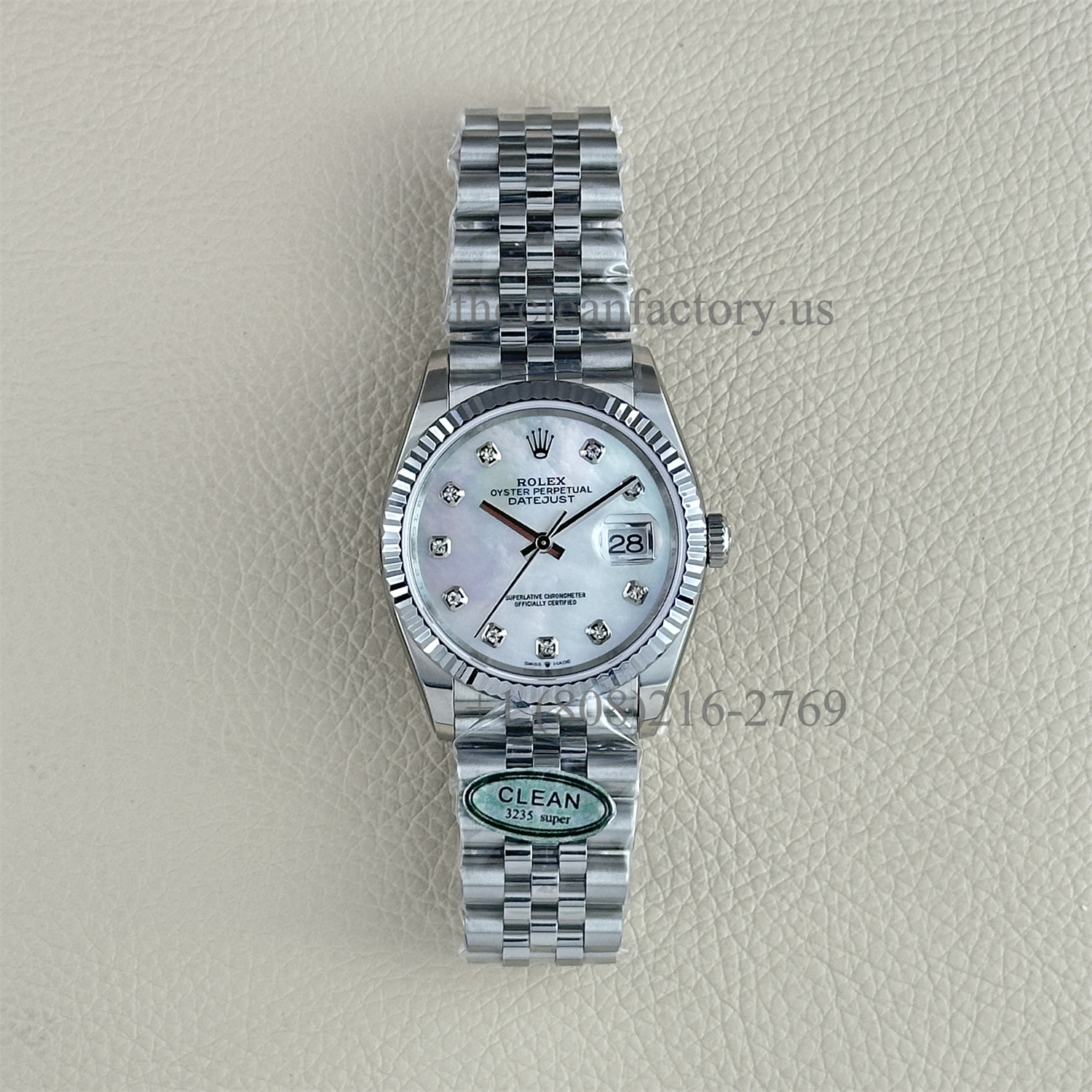 The Best Replica Rolex DateJust 36mm 904L Oystersteel 126234-0019 Super Clone 3235 Movement White Gold Wrap Fluted Bezel Mother of Pearl Dial Jubilee five-piece links Waterproof Clean factory Made