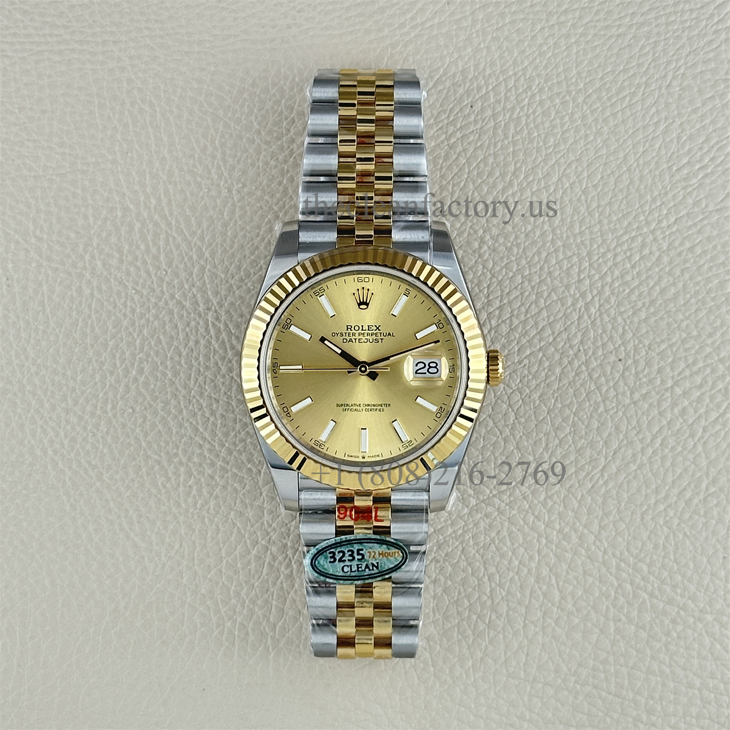 The Best Replica Rolex DateJust 41mm 904L Oystersteel 126333-0010 Super Clone 3235 Movement Yellow Gold Wrap Fluted Bezel Yellow Gold Dial Jubilee five-piece links Waterproof Clean factory Made