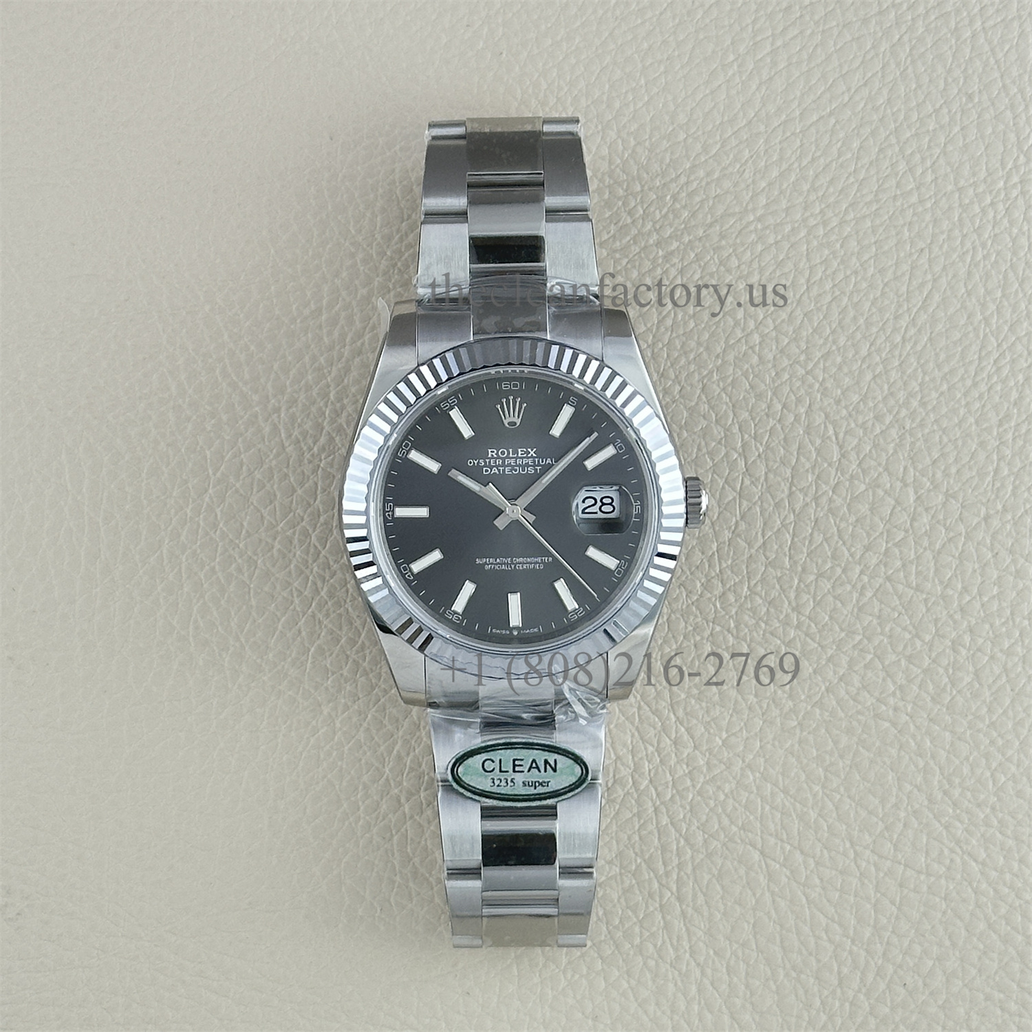 The Best Replica Rolex DateJust 41mm 904L Oystersteel 126334-0013 Super Clone 3235 Movement White Gold Wrap Fluted Bezel Grey Dial Oyster three-piece links Waterproof Clean factory Made