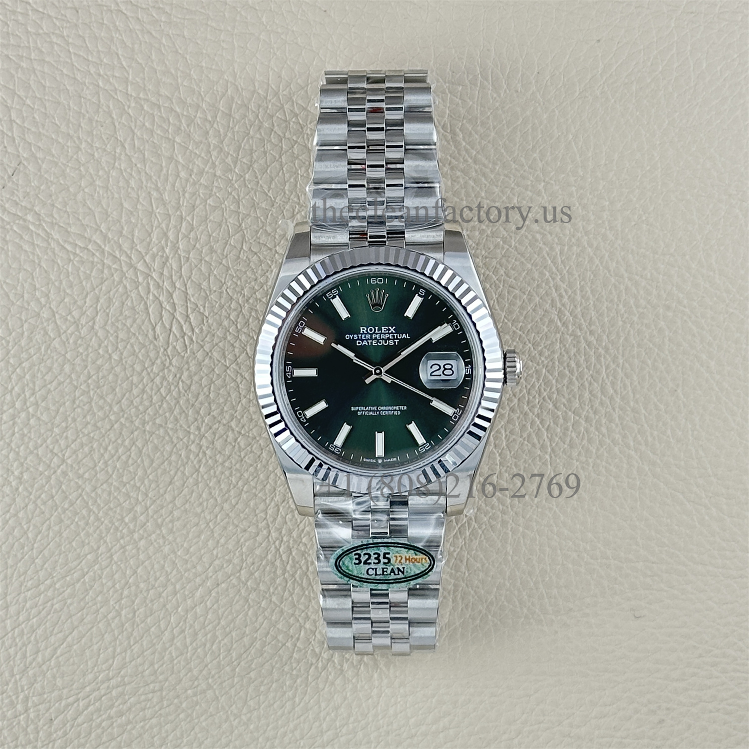 The Best Replica Rolex DateJust 41mm 904L Oystersteel 126334-0028 Super Clone 3235 Movement White Gold Wrap Fluted Bezel Green Dial Jubilee five-piece links Waterproof Clean factory Made