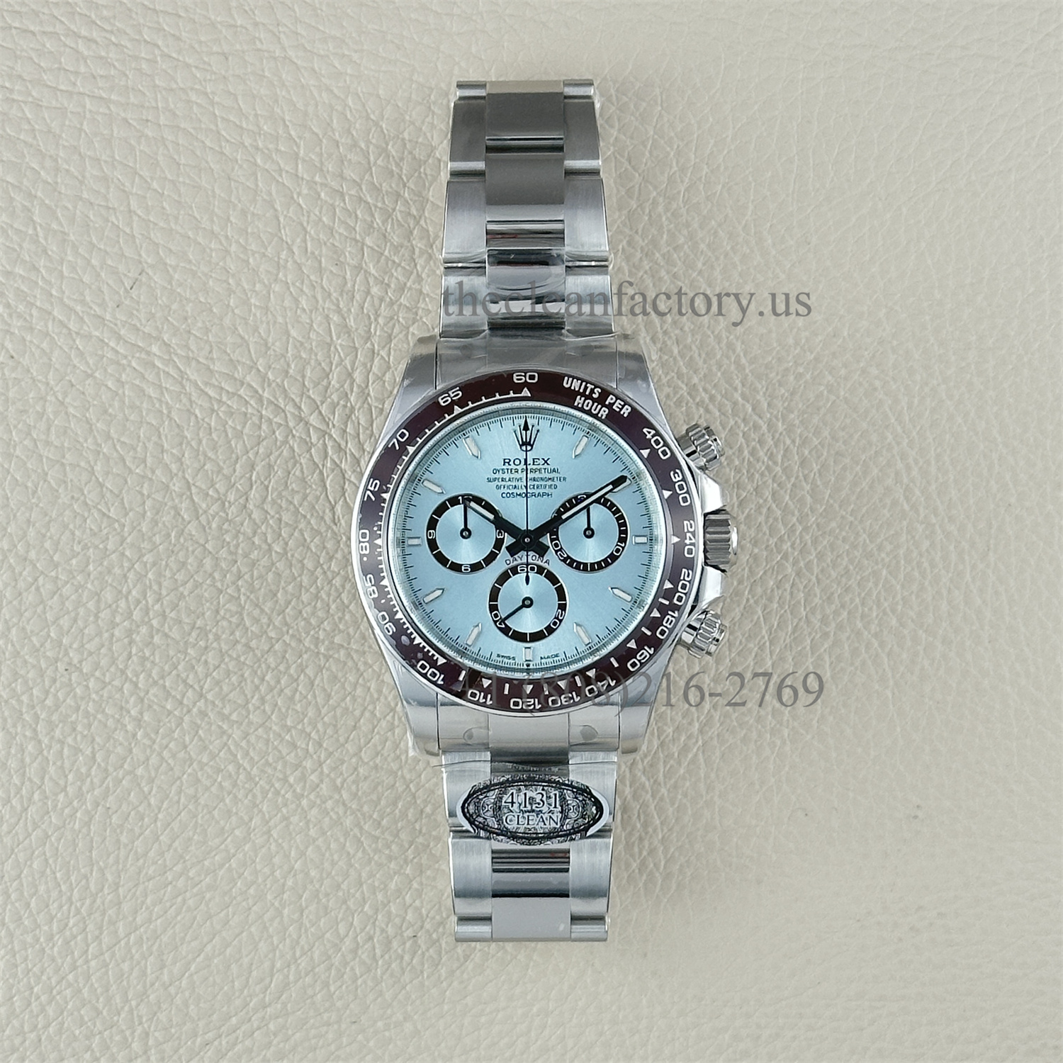 Clean Factory Rolex Daytona 126506-0001 Ice Blue Dial Chestnut Brown Ceramic Bezel transparent sapphire case back Platinum wrapped Super Clone Chronograph waterproof Best replica 4131 Movement