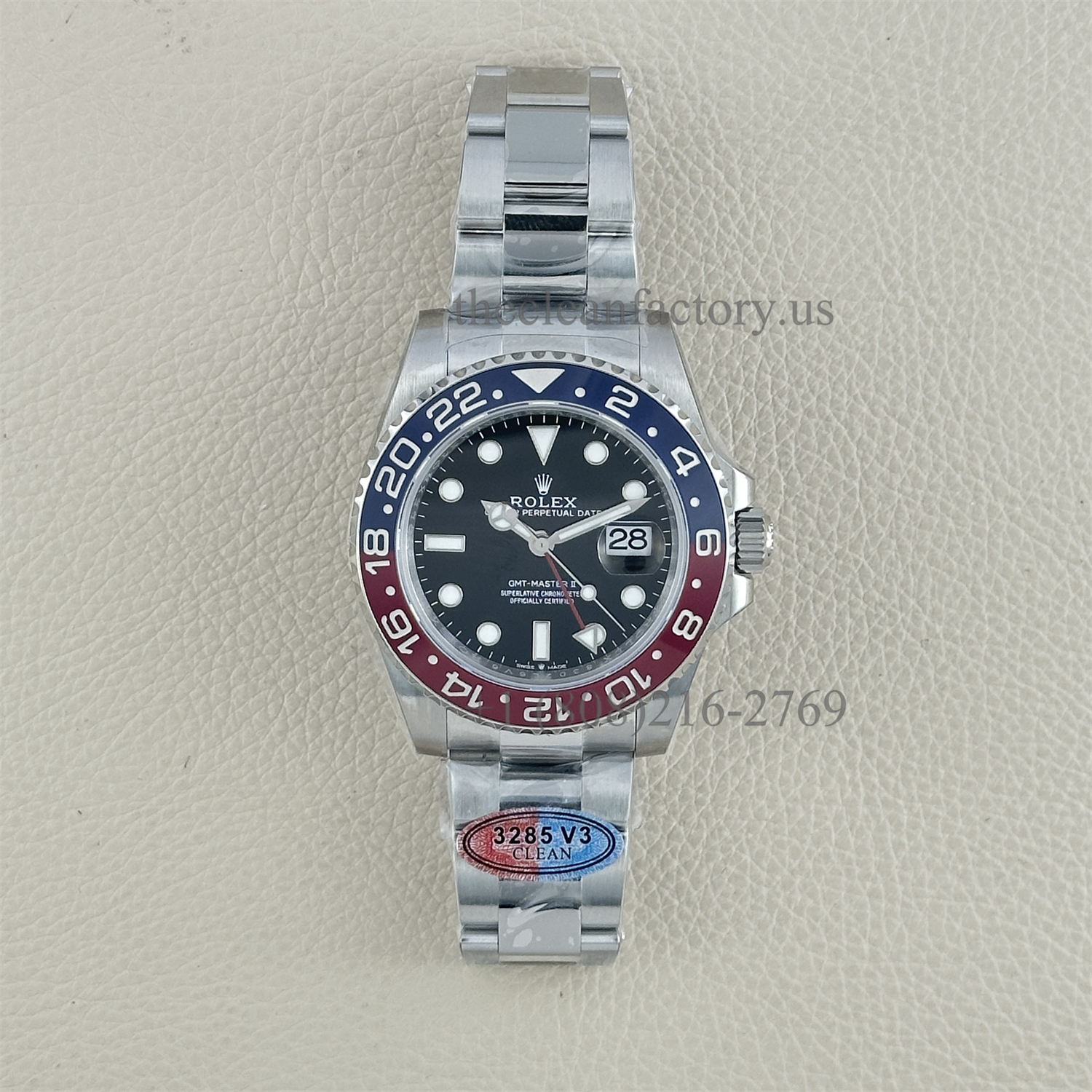 The best replica and latest version 3 Rolex GMT-Master II Pepsi 126710BLRO-0002 Oyster Bracelet Red Blue Ceramic Bezel Super Clone 3285 Movement Clean factory