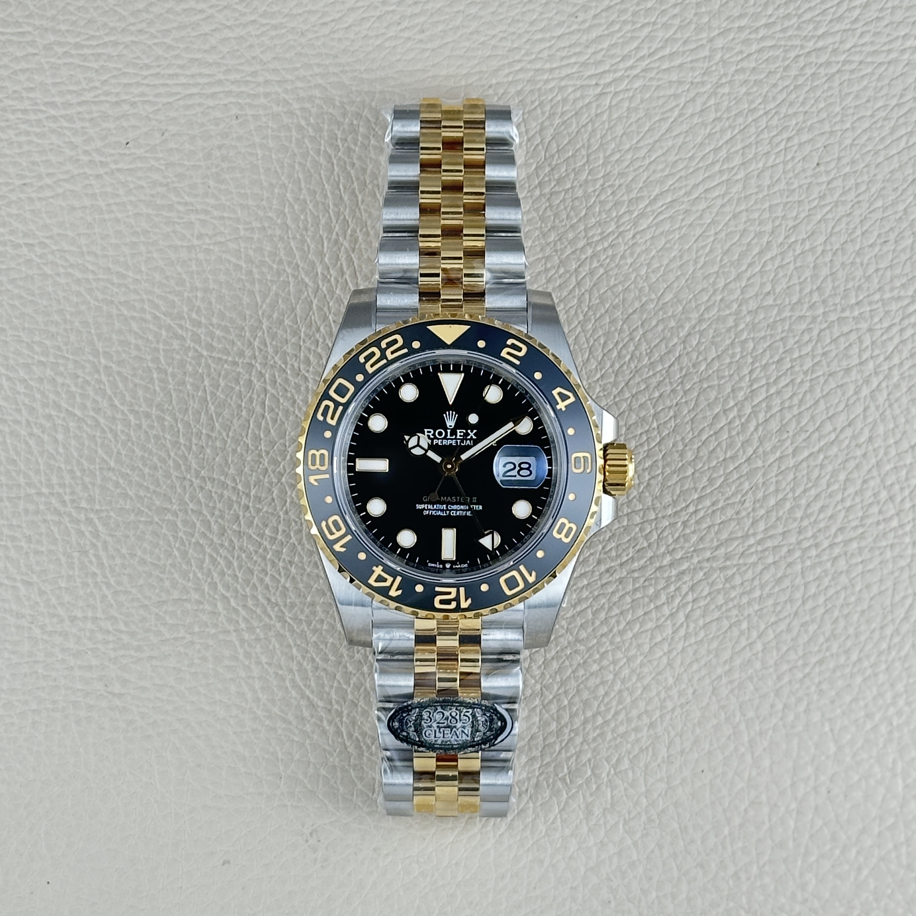 Clean factory Rolex GMT-Master II 126713GRNR The best replica and upgraded real Yellow gold wrapped Jubilee two tone Jubilee Bracelet Ceramic Bezel Super Clone 3285 Movement