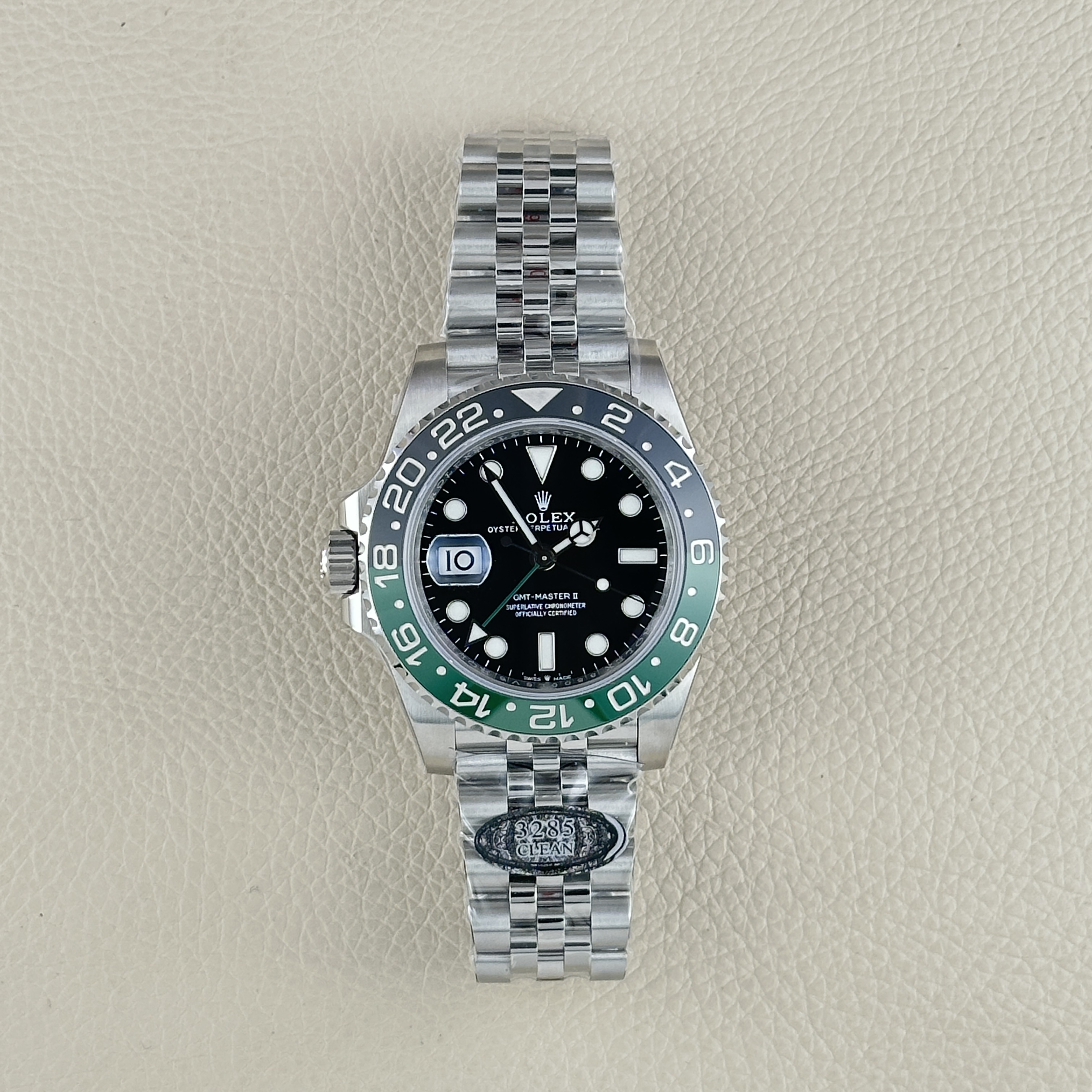 Clean factory Rolex GMT-Master II 126720VTNR-0002 left-handed Sprite The best replica and latest version Jubilee Bracelet Green Black Ceramic Bezel Super Clone 3285 Movement