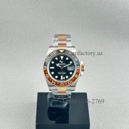 Clean Factory Rolex GMT-Master II Root Beer Super Clone 3285 Movement 126711CHNR-0002 The best replica and upgraded real rose gold wrapped two tone Oyster Bracelet