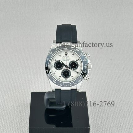 Clean Factory Rolex Daytona 116519LN-0038 Meteorite Grey Black Dial Oysterflex Rubber Strap Cerachrom Bezel Super Clone Chronograph waterproof Best replica 4130 Movement