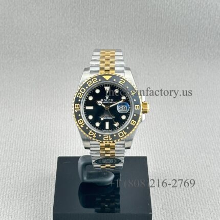 Clean factory Rolex GMT-Master II 126713GRNR The best replica and upgraded real Yellow gold wrapped Jubilee two tone Jubilee Bracelet Ceramic Bezel Super Clone 3285 Movement