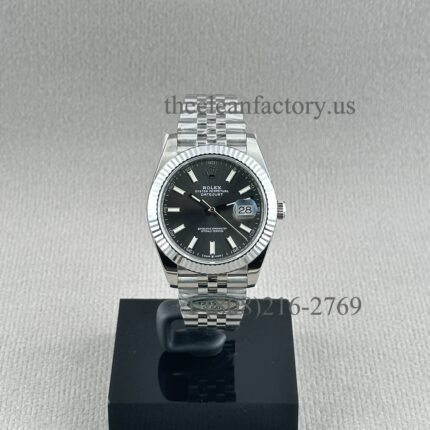 The Best Replica Rolex DateJust 41mm 904L Oystersteel 126334-0014 Super Clone 3235 Movement White Gold Wrap Fluted Bezel Rhodium Grey Dial Jubilee five-piece links Waterproof Clean factory Made