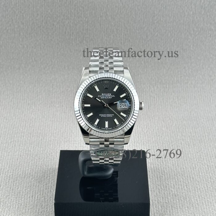 The Best Replica Rolex DateJust 41mm 904L Oystersteel 126334-0014 Super Clone 3235 Movement White Gold Wrap Fluted Bezel Rhodium Grey Dial Jubilee five-piece links Waterproof Clean factory Made