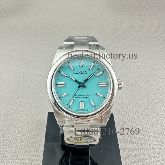 Clean Factory Rolex Oyster Perpetual 124300-0006 41mm Turquoise Tiffany Blue Dial 904L Steel super clone 3230 Movement