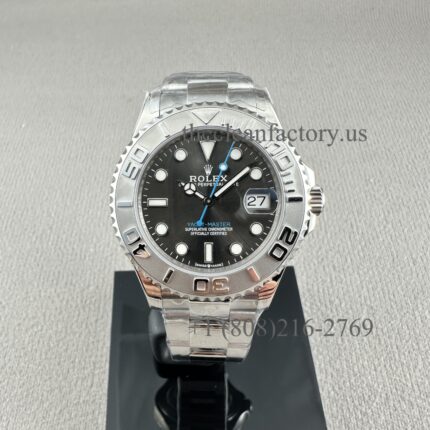 Clean Factory Rolex Yacht Master 268622-0002 37mm Dark Rhodium Dial Platinum Bezel Super Clone 2236 Movement