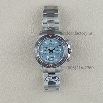 Clean Factory Rolex Daytona 116506-0002 Ice Blue Dial PLATONA Brown Ceramic Bezel White Gold wrapped Super Clone Chronograph waterproof Best replica 4130 Movement