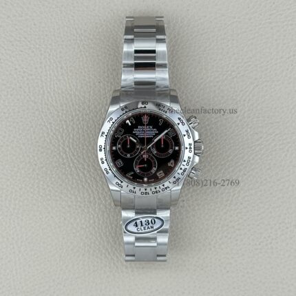 Clean Factory Rolex Daytona 116509-0036 Black Arabic Dial White Gold Bezel Super Clone Chronograph waterproof Best replica 4130 Movement