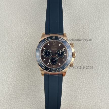 Clean Factory Rolex Daytona 116515LN-0041 Chocolate & Black Index Dial Oysterflex Rubber Strap Cerachrom Bezel Super Clone Chronograph waterproof Best replica 4130 Movement