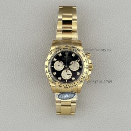 Clean Factory Rolex Daytona 126508-0003 Yellow gold Wrapped case Bright Black/Champagne Diamond Dial Real Yellow Gold Wrap Bracelet Swiss super clone 4131