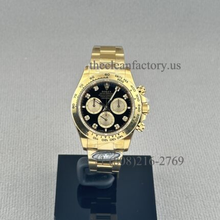 Clean Factory Rolex Daytona 126508-0003 Yellow gold Wrapped case Bright Black/Champagne Diamond Dial Real Yellow Gold Wrap Bracelet Swiss super clone 4131