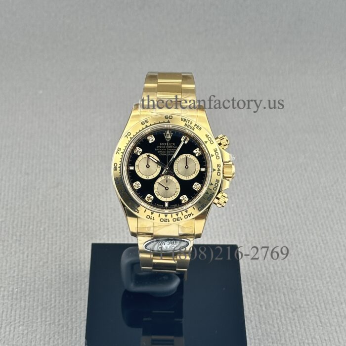 Clean Factory Rolex Daytona 126508-0003 Yellow gold Wrapped case Bright Black/Champagne Diamond Dial Real Yellow Gold Wrap Bracelet Swiss super clone 4131