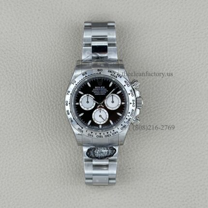 Clean Factory Rolex Daytona 126509-0001 Bright Black & Steel Index Dial White Gold Bezel Super Clone Chronograph waterproof Best replica 4131 Movement