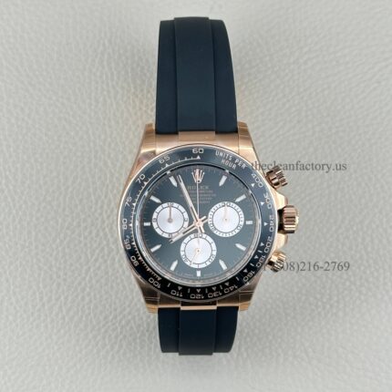 Clean Factory Rolex Daytona 126515LN-0002 Bright Black/Sundust Index Dial Oysterflex Rubber Strap Cerachrom Bezel Super Clone Chronograph waterproof Best replica 4131 Movement