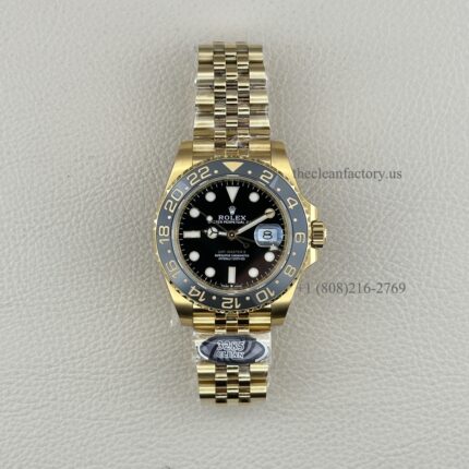 Clean factory Rolex GMT-Master II 126718GRNR-0001 The best replica and upgraded Real Yellow gold wrapped Jubilee Bracelet Ceramic Bezel Super Clone 3285 Movement