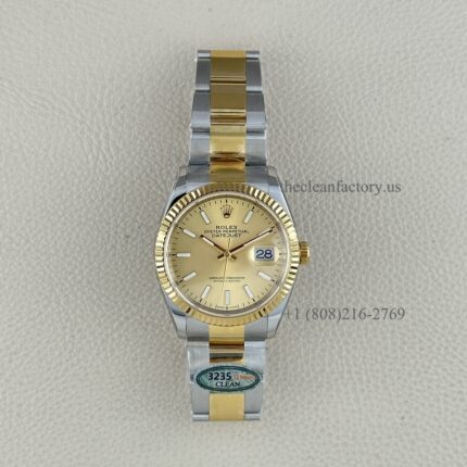 The Best Replica Rolex DateJust 36mm 904L Oystersteel 126233-0016 Super Clone 3235 Movement Yellow Gold Wrap Fluted Bezel Yellow Gold Dial Oyster Bracelet Waterproof Clean factory Made