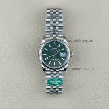 The Best Replica Rolex DateJust 36mm 904L Oystersteel 126200-0023 Super Clone 3235 Movement Smooth Domed Bezel Green Dial Jubilee five-piece links Waterproof Clean factory Made