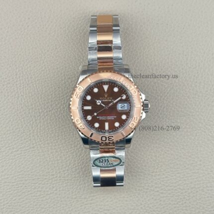 Clean Factory Rolex Yacht Master 126621-0001 40mm Brown Dial Two Tone Stainless Steel & 18K Rose Gold Oyster Bracelet Men’s Watch Super Clone 3235 Movement